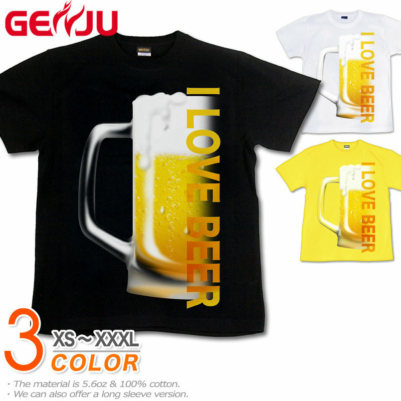 ★【GENJU】 メンズ Tシャツ 生ビール 酒 ジョッキ 居酒屋 忘年会 新年会 イベント アメカジ 面白系 ネタ系 グラフィティ ブランド 半袖 長袖 ｔシャツ ティーシャツ ロンT ブラック 黒 イエロー ホワイト 白 大きめサイズあり XS S M L XXL XXXL 2L 3L 4L 【LOVE BEER】