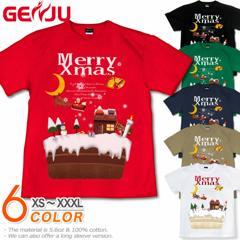 ★【GENJU】 クリスマスメンズ Tシャツ クリスマス Tシャツ クリスマスケーキ イベント 雪だるま サンタクロース トナカイ スポーツジム プレゼント デコレーション 半袖 長袖 ロンT ブラック 黒 ピンク 白 大きめサイズあり XS S M L XXL XXXL 2L 3L 4L 【Sweet Christmas】