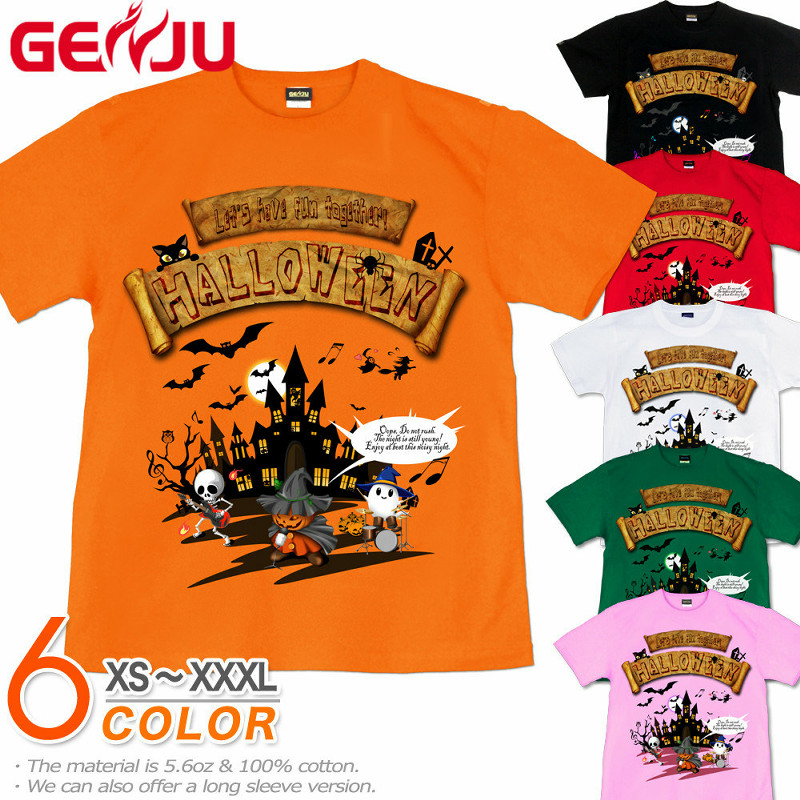 ★【GENJU】 ハロウィンメンズ Tシャツ ハロウィン Tシャツ かぼちゃ 仮装 イベント 魔女 黒猫 こうもり パーティ スポーツジム イベント 服 可愛い ロンT 半袖 長袖 ブラック 黒 オレンジ 白 ピンク 大きめサイズあり XS S M L XXL XXXL 2L 3L 4L 【HalloweenConcert】