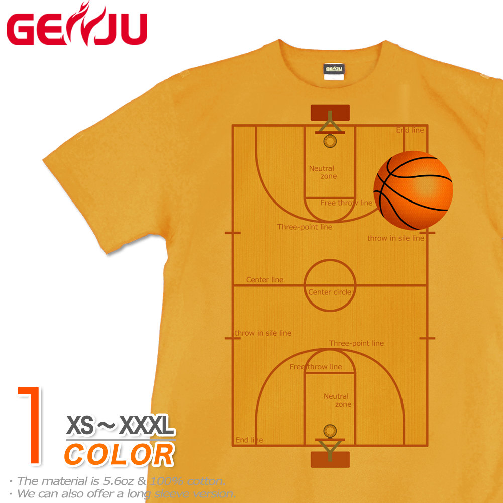 ★【GENJU】 メンズ Tシャツ バスケ 部活 バスケットボール スポーツ ユニフォーム 応援 グッズ ストリート アメカジ サイズ豊富 グラフィティ 半袖 ブランド 黄色 大きめサイズあり XS S M L XXL XXXL 2L 3L 4L 【The Basuketball Court】