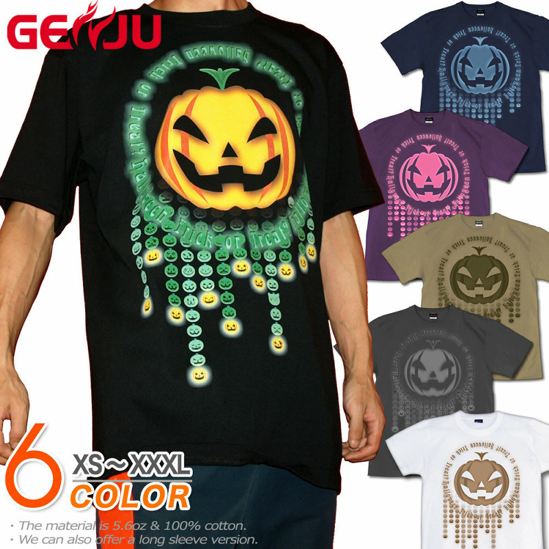 ★【GENJU】 ハロウィンメンズ Tシャツ ハロウィン Tシャツ カボチャ イベント イベントtシャツ 仮装 パーティ スポーツジム カボチャ ブランド 半袖 長袖 ｔシャツ ティーシャツ ロンT ブラック 黒 ネイビー 白 大きめサイズあり XS S M L XXL XXXL 2L 3L 4L 【HAllOWIX】