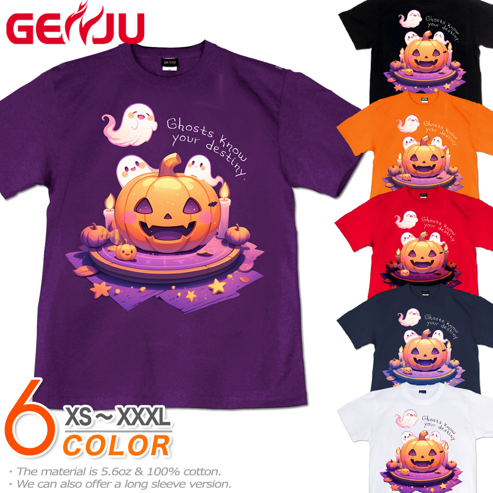 GENJU 星占い ハロウィン イベント スポーツジム 幽霊 カボチャ メンズ レディース Tシャツ 半袖 長袖 Halloween astrology 大きめサイズあり XXL XXXL 2L 3L 4L